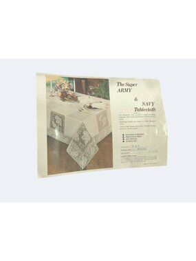 2 Matching The Super Army & Navy Round Rectangle Lace Tablecloth 72"Cotton Machi